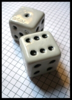 Dice : Dice - 6D Pipped - White Very Large Porcelain With Balck Pips Japan